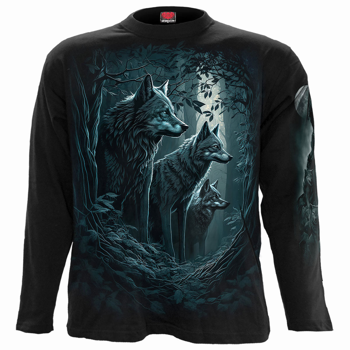 Spiral Unisex Long Sleeve T-Shirt: Forest Guardians (Black) (Back Print)