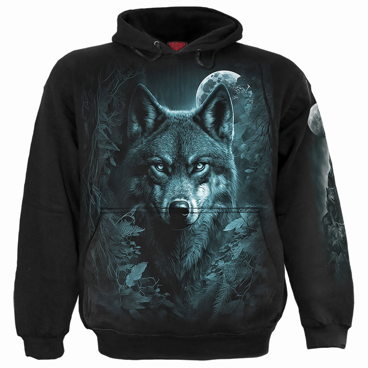 Spiral Unisex Pullover Hoodie: Forest Guardians (Black) (Back & Sleeve Print)