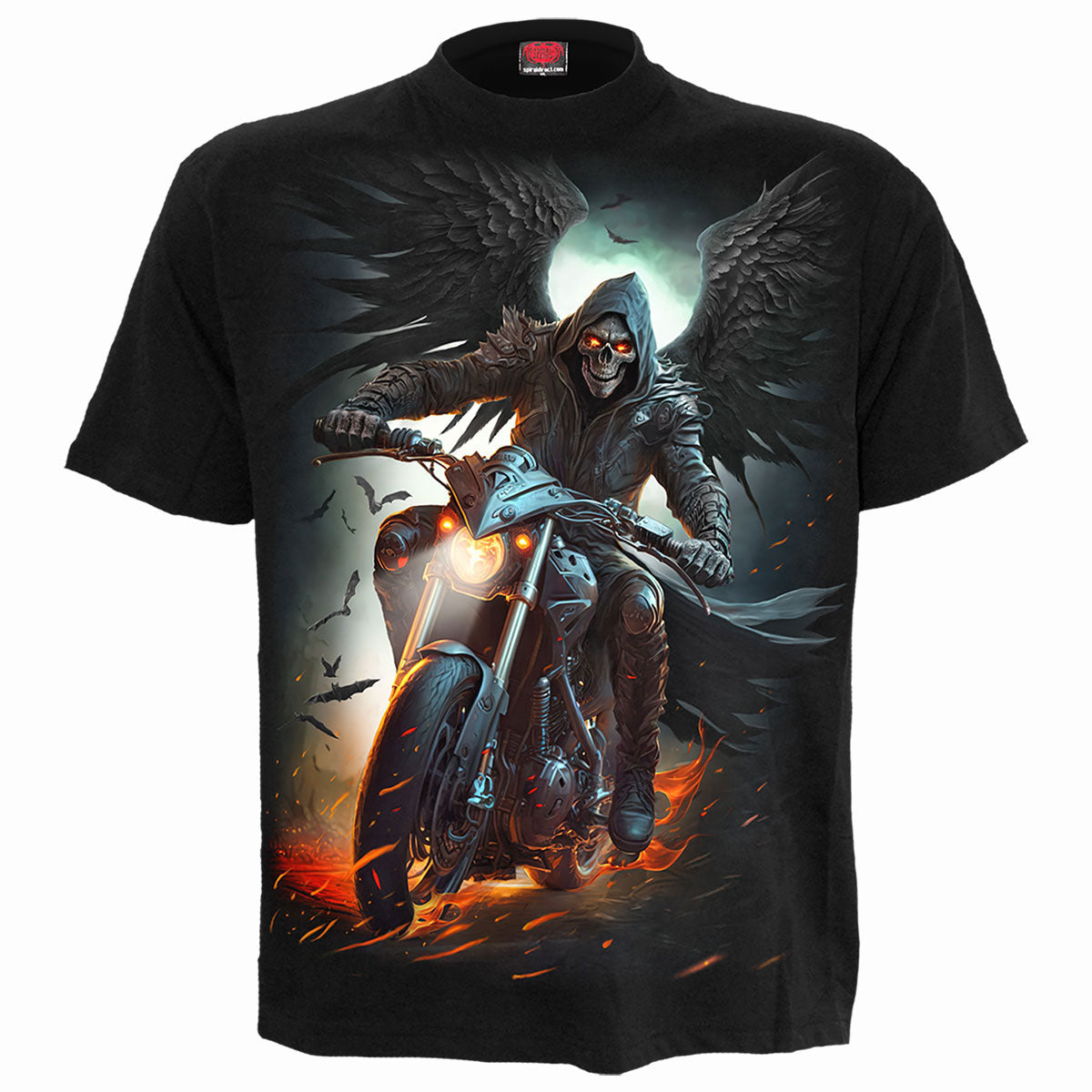 Spiral Unisex T-Shirt: Night Rider (Black) (Back Print)