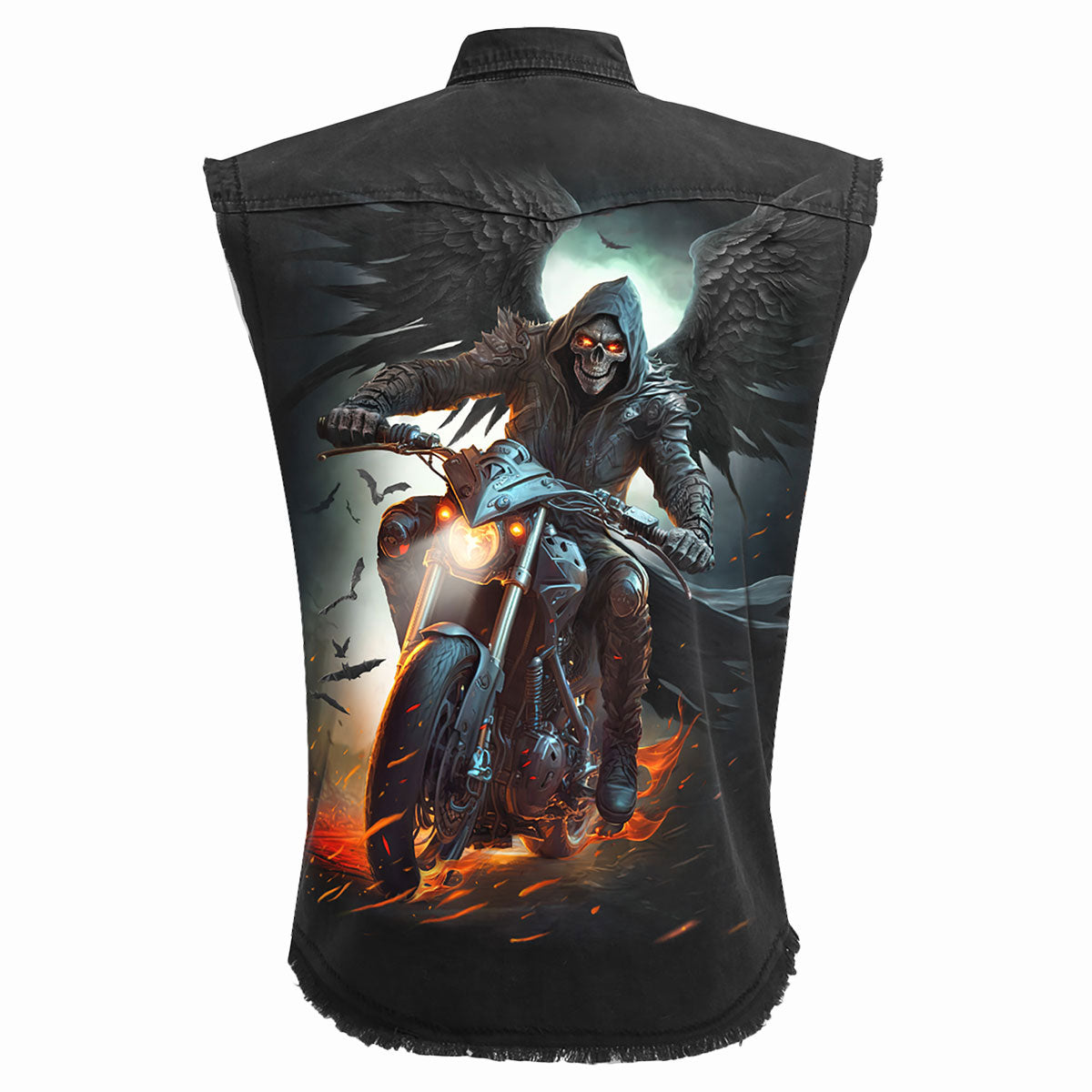 Spiral Unisex Worker Shirt: Night Rider (Black) (Back Print)