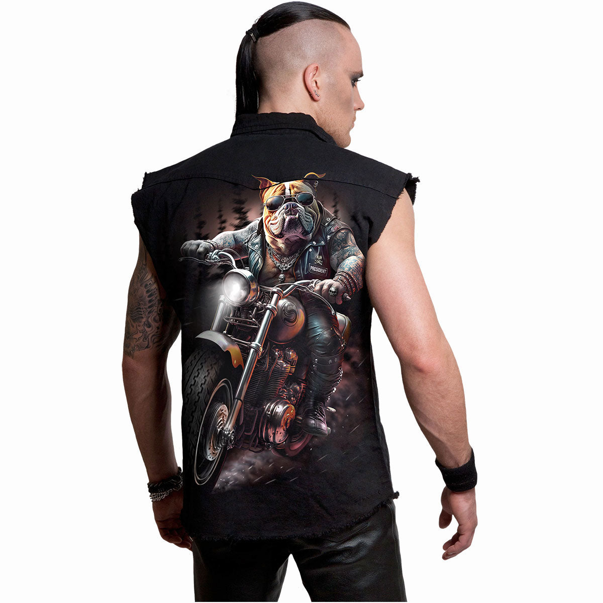 Spiral Unisex Worker Shirt: Top Dog (Black) (Back Print)