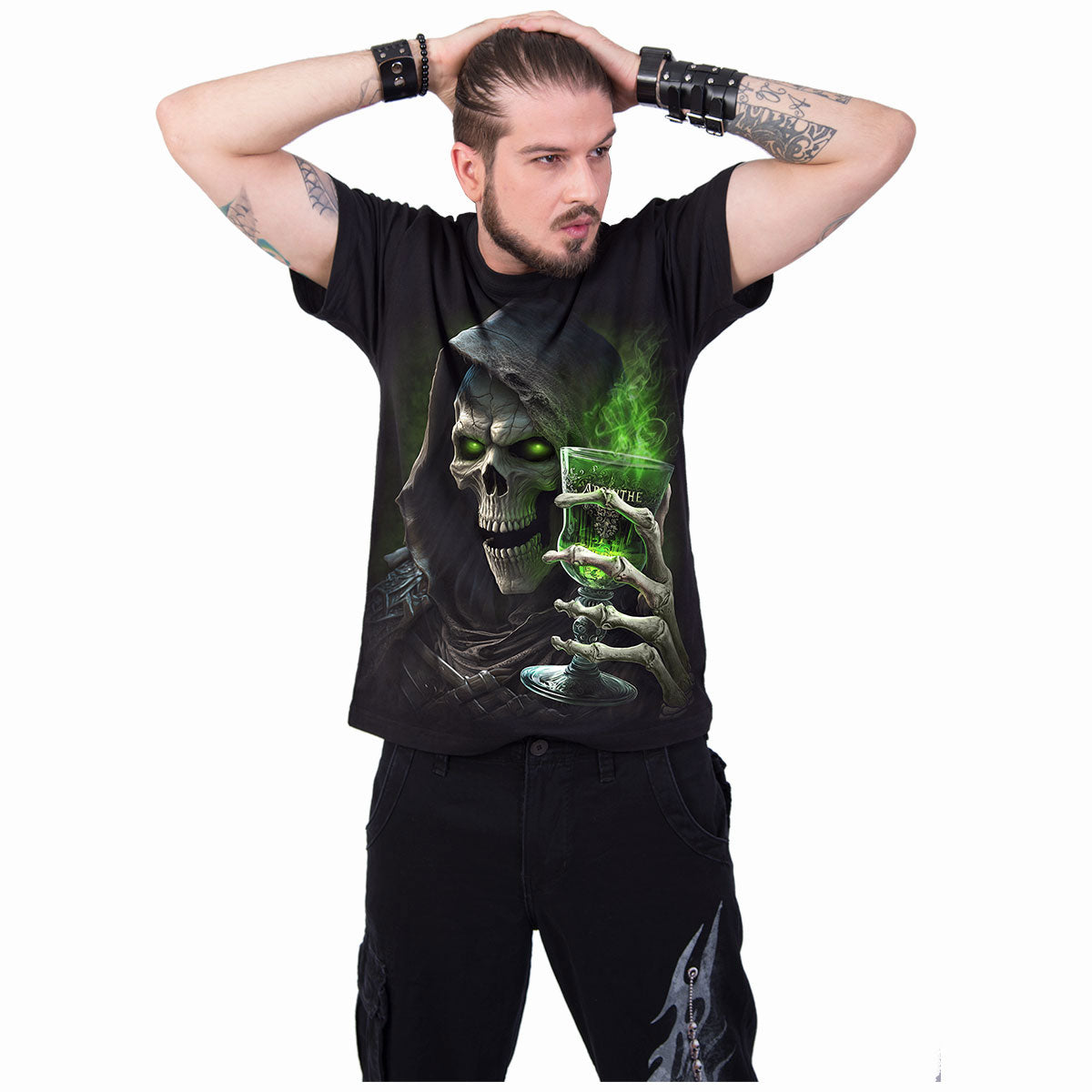Spiral Unisex T-Shirt: The Green Fairy (Black) (Back Print)