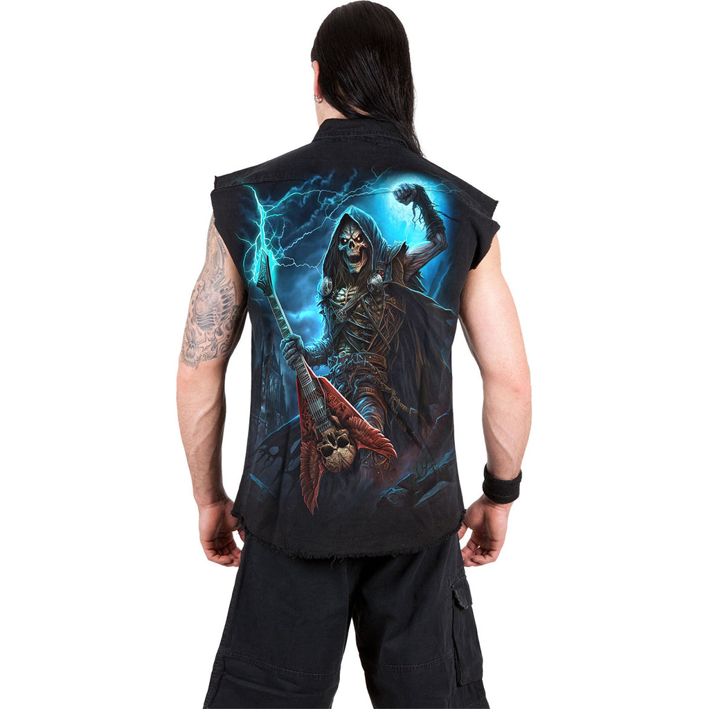 Spiral Unisex Worker Shirt: Dead Metal (Black) (Back Print)