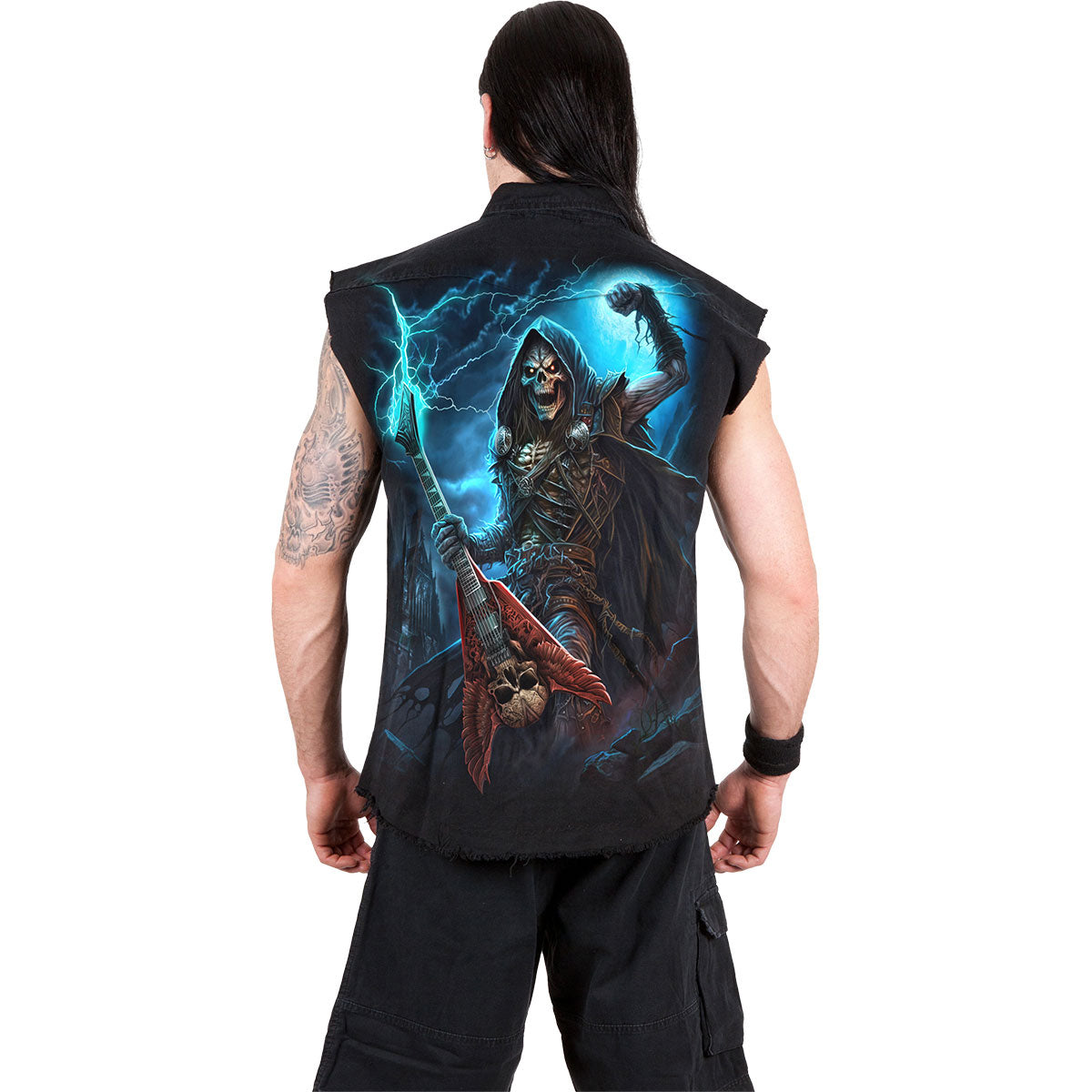 Spiral Unisex Worker Shirt: Dead Metal (Black) (Back Print)