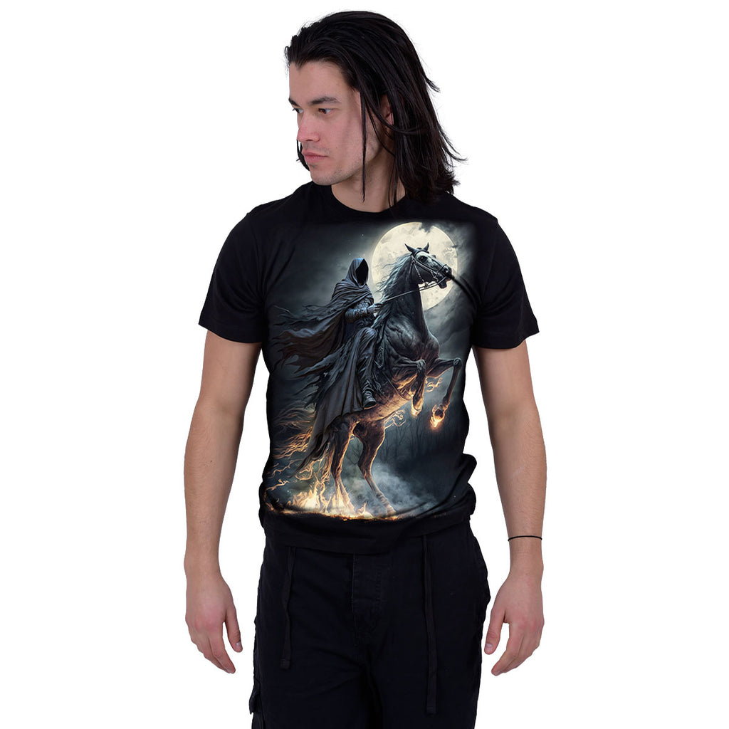 Spiral Unisex T-Shirt: Shadow Rider (Black) (Back Print)