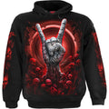 Spiral Unisex Pullover Hoodie: Tomb Of Rock (Black) (Back & Sleeve Print)