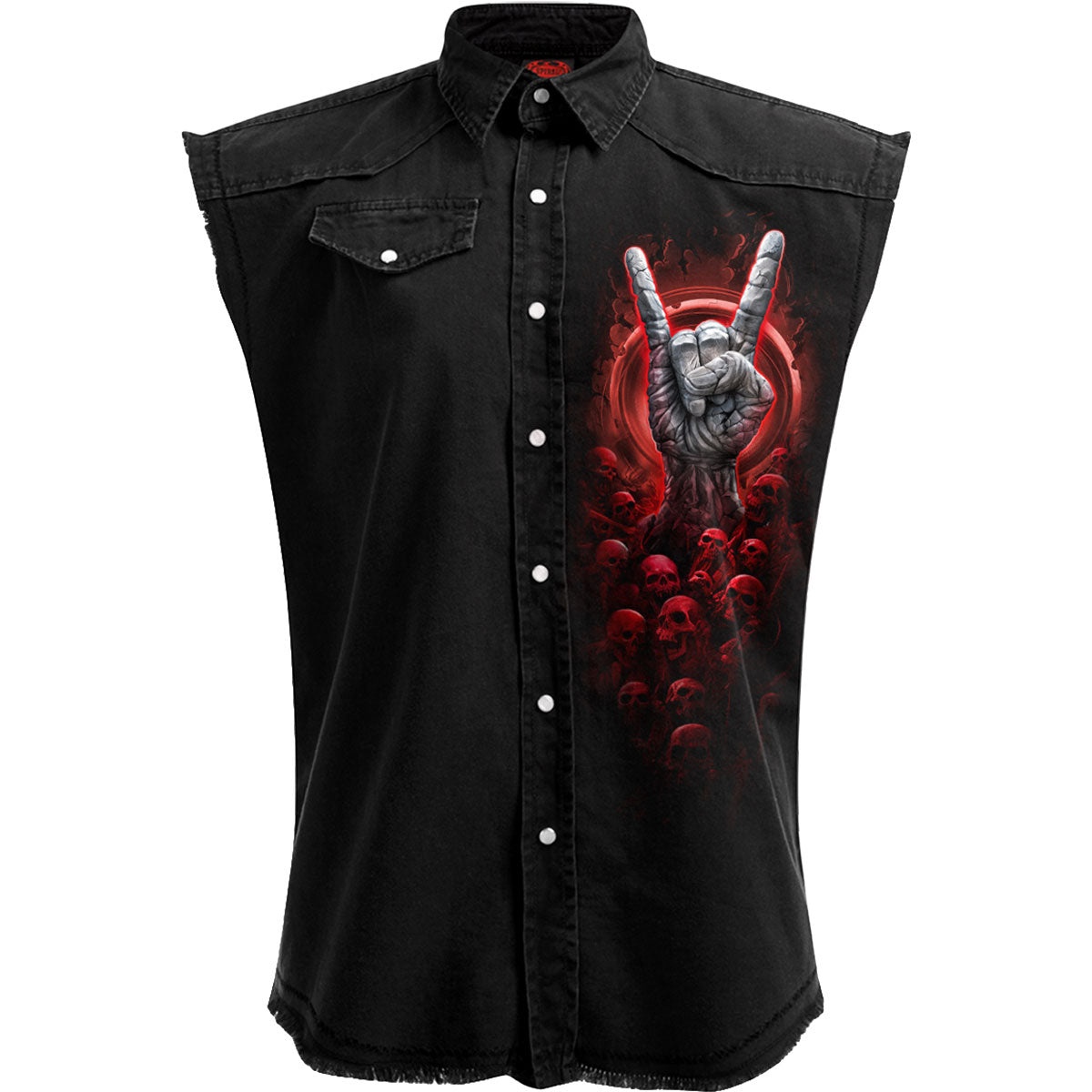 Spiral Unisex Worker Shirt: Tomb Of Rock (Black) (Back Print)