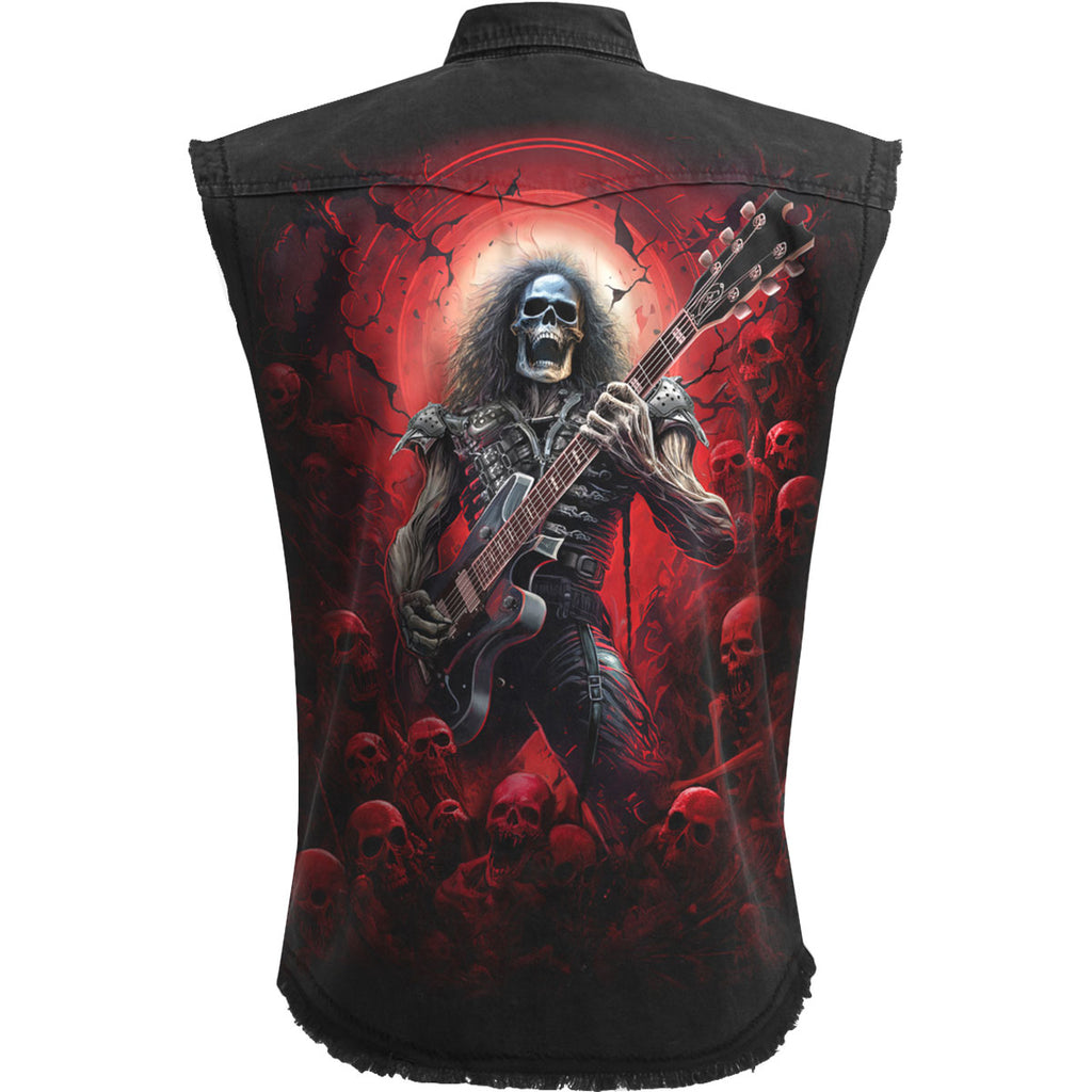 Spiral Unisex Worker Shirt: Tomb Of Rock (Black) (Back Print)