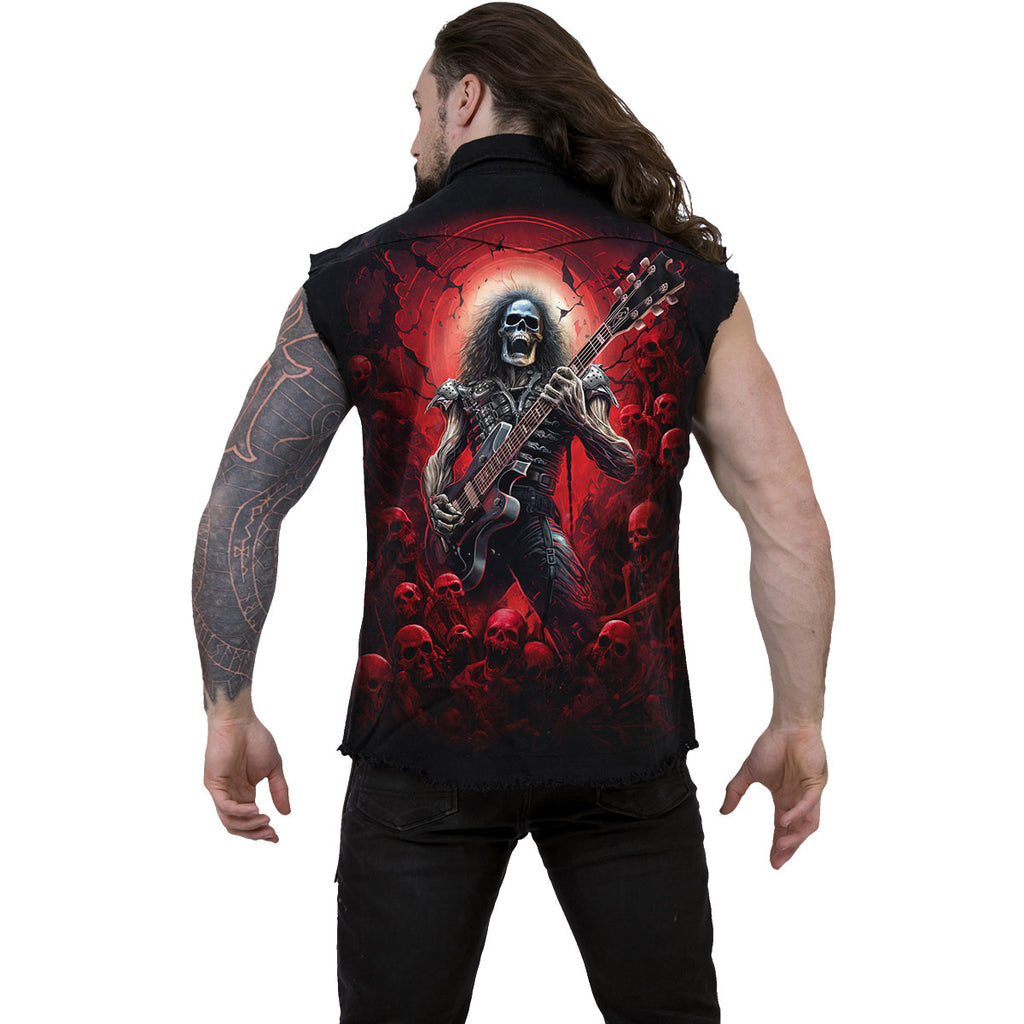 Spiral Unisex Worker Shirt: Tomb Of Rock (Black) (Back Print)