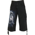 Spiral Unisex Vintage Cargo Shorts: Odin's Warrior (Black) (Back Print)