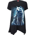 Spiral Ladies Smock Tunic Casual Top: Wolf Guardian (Black)