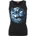 Spiral Ladies Razor Back Vest T-Shirt: Wolf Guardian (Black)
