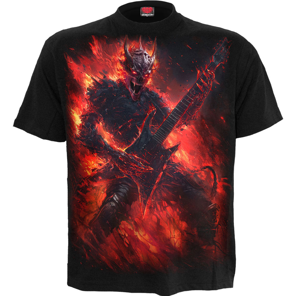 Spiral Unisex T-Shirt: Riff Burner (Black) (Back Print)