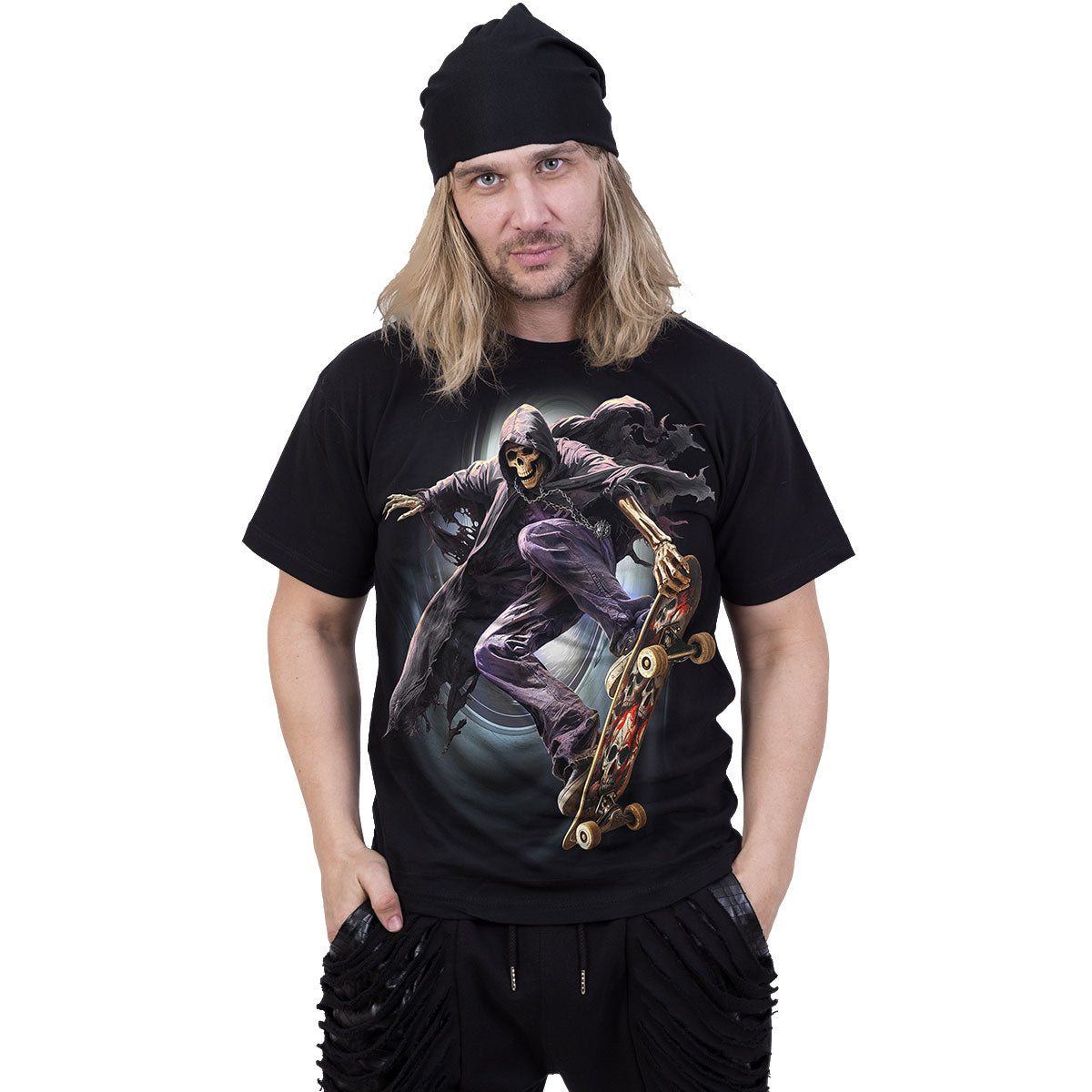Spiral Unisex T-Shirt: Soul Boarder (Black) (Back Print)