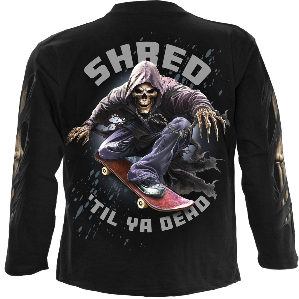 Spiral Unisex Long Sleeve T-Shirt: Soul Boarder (Black) (Back & Sleeve Print)
