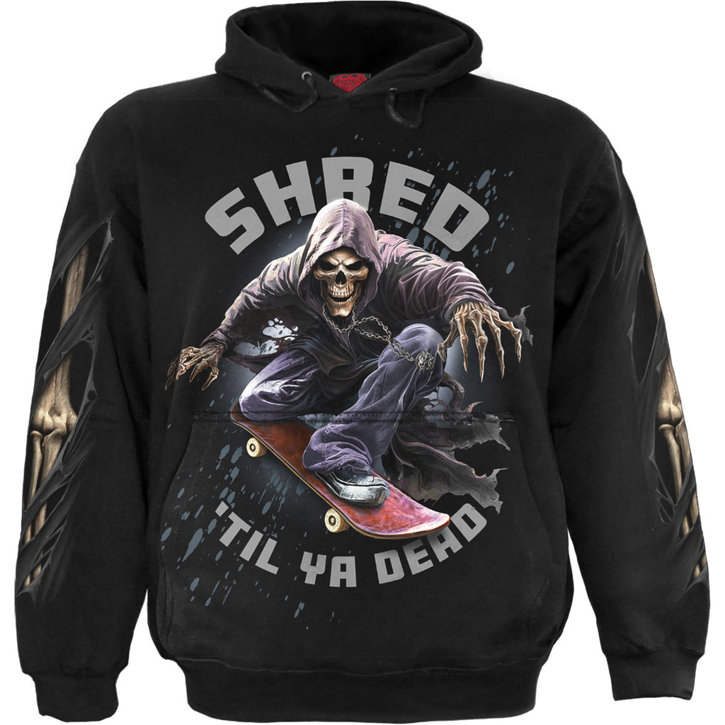 Spiral Unisex Pullover Hoodie: Soul Boarder (Black) (Back & Sleeve Print)
