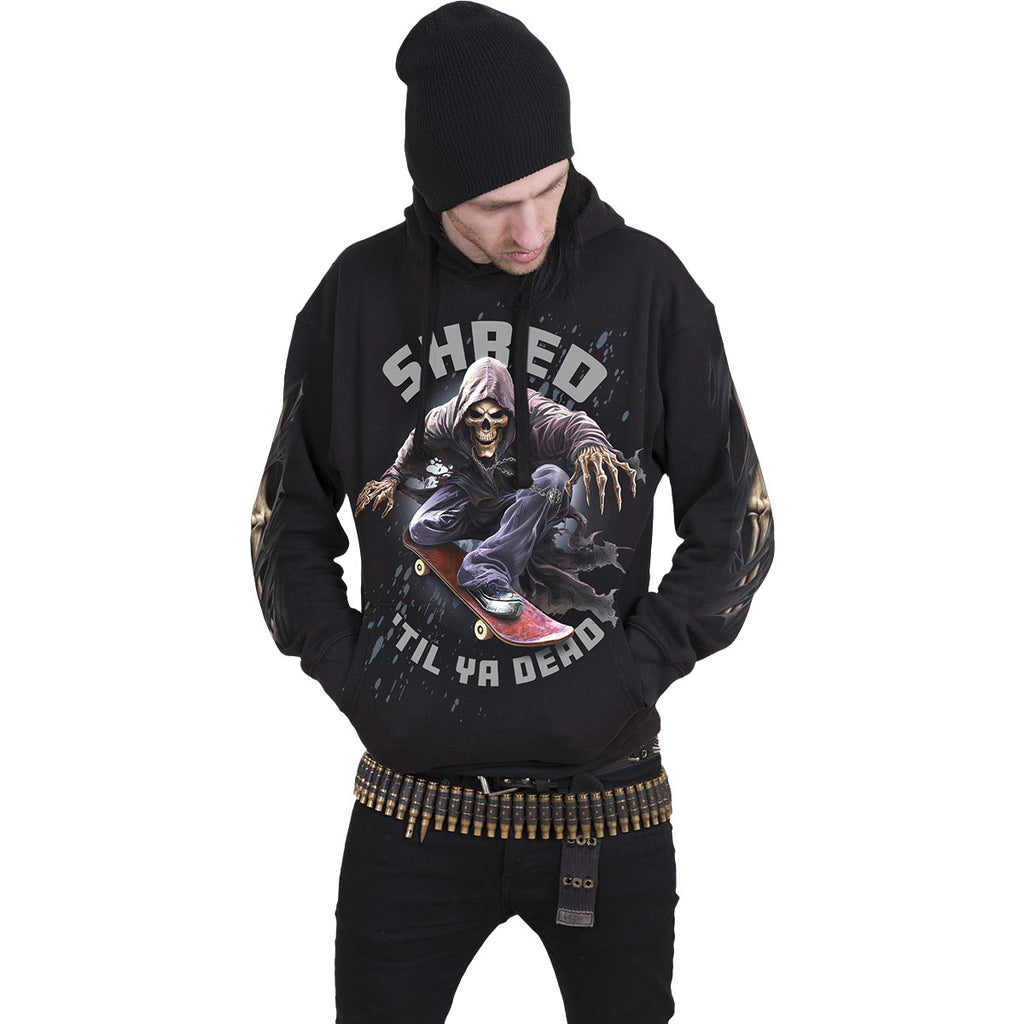 Spiral Unisex Pullover Hoodie: Soul Boarder (Black) (Back & Sleeve Print)