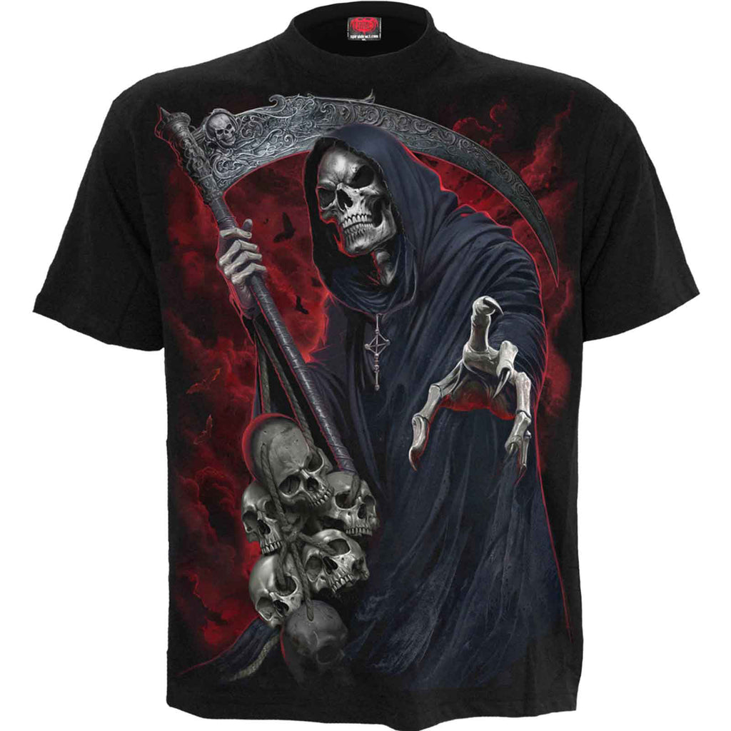 Spiral Unisex T-Shirt: Reaper Revenge (Black) (Back Print)