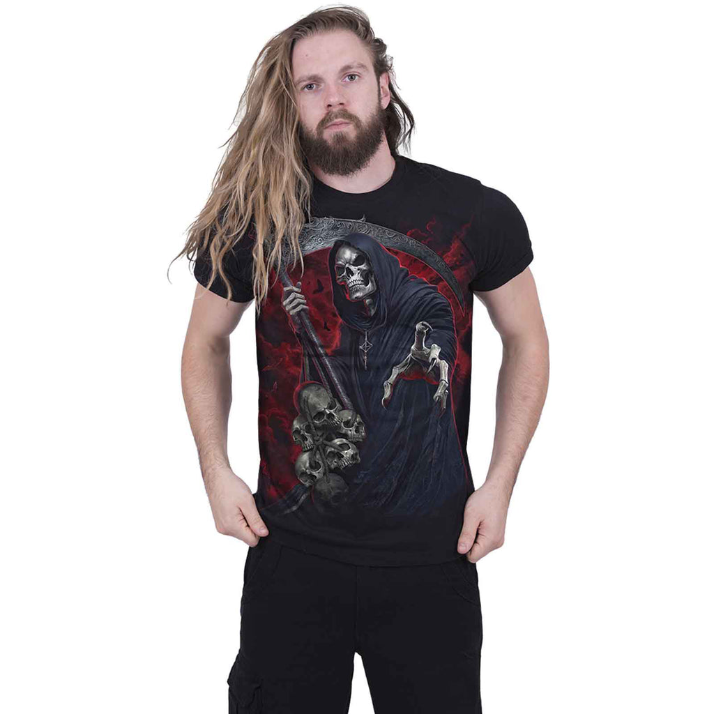 Spiral Unisex T-Shirt: Reaper Revenge (Black) (Back Print)