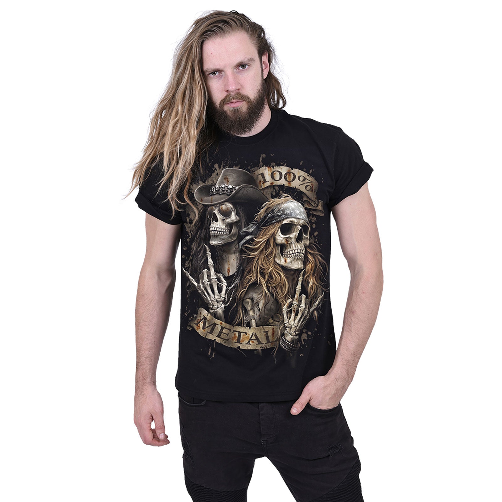 Spiral Unisex T-Shirt: Pure Metal (Black) (Back Print)
