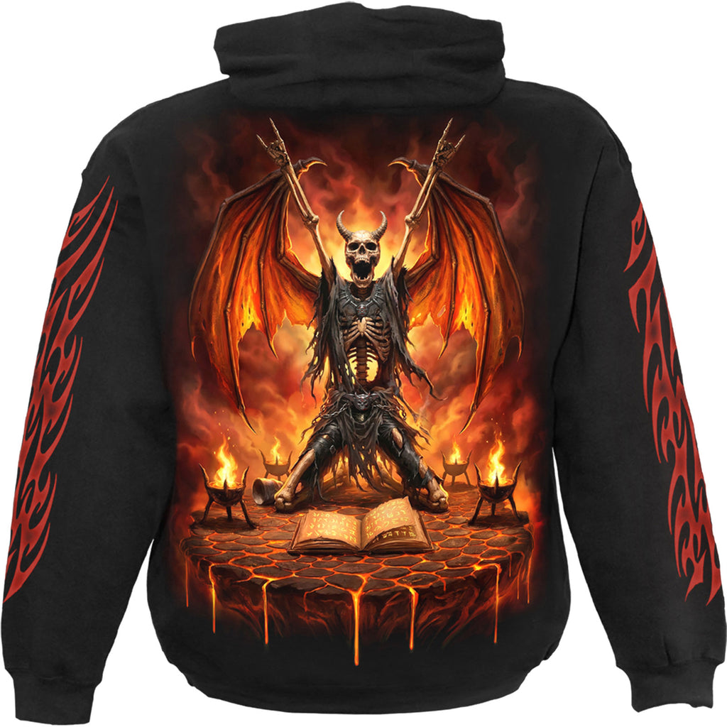 Spiral Unisex Pullover Hoodie: Skeletal Worship (Black) (Back & Sleeve Print) (MISSING PRICE)