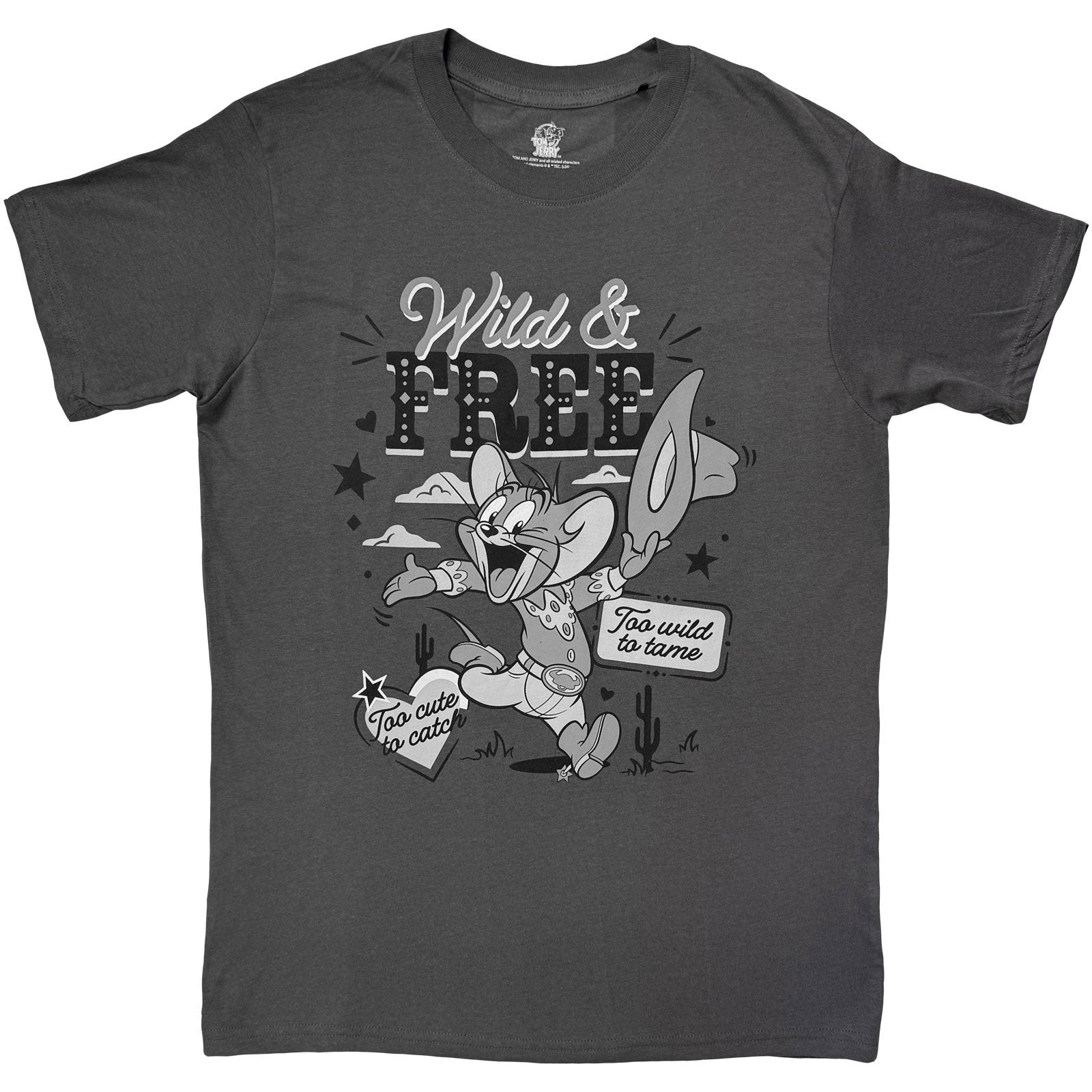 Tom & Jerry Unisex T-Shirt: Wild & Free (Charcoal Grey)