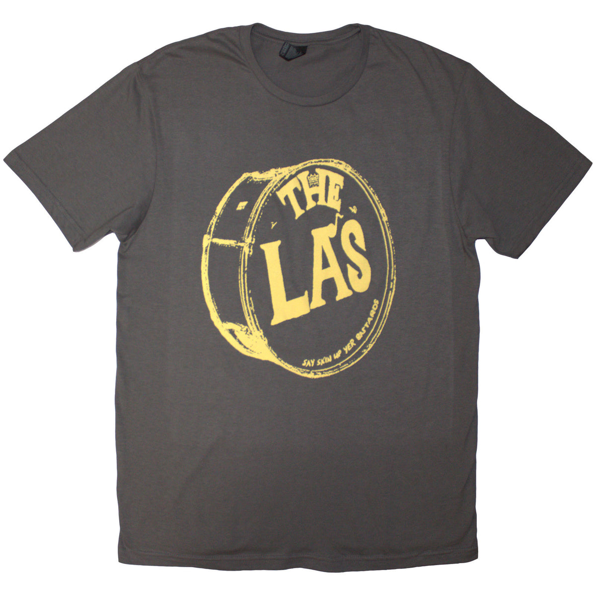 The LA's Unisex T-Shirt: Yellow Drum Head Logo (Charcoal Grey)