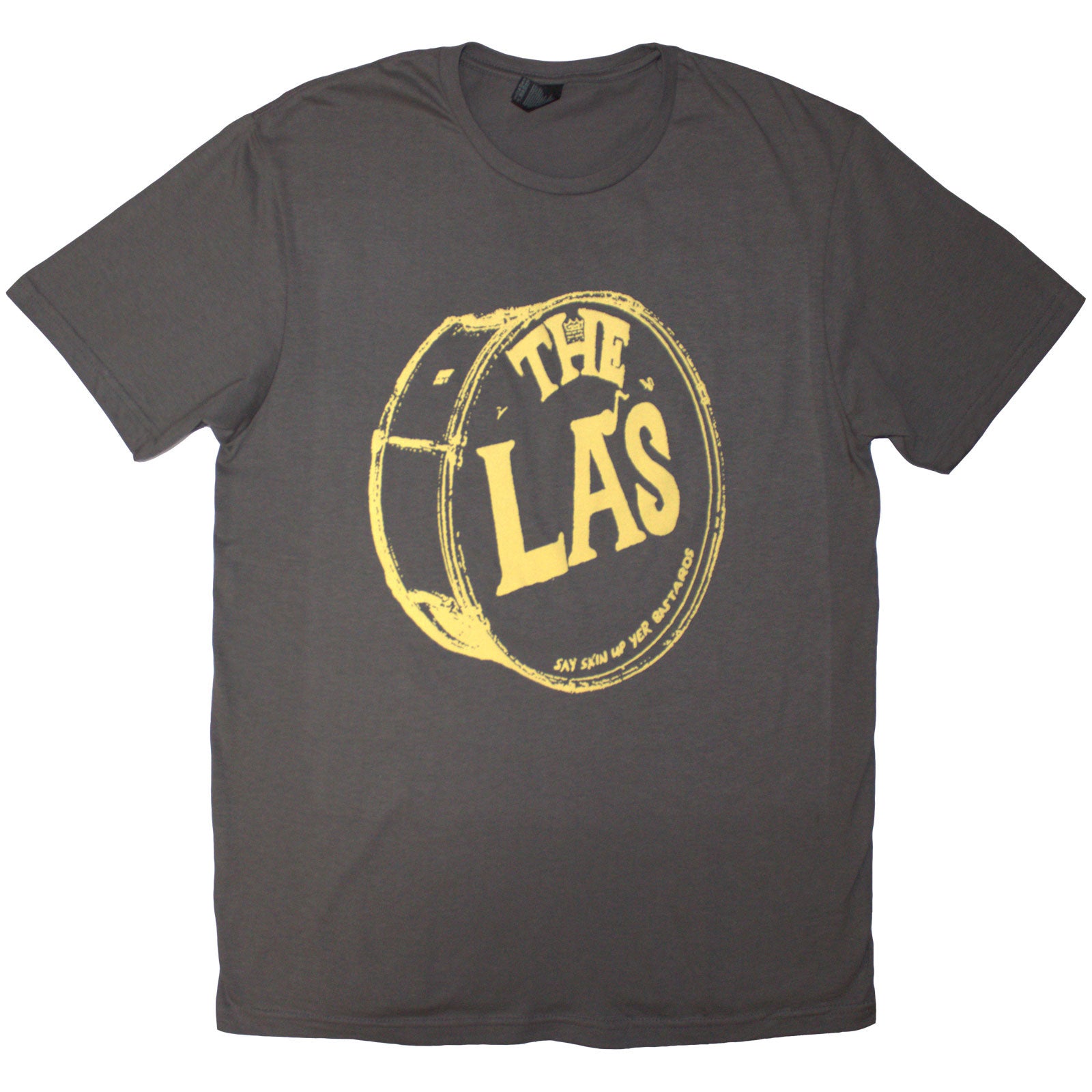 The LA's Unisex T-Shirt: Yellow Drum Head Logo (Charcoal Grey)