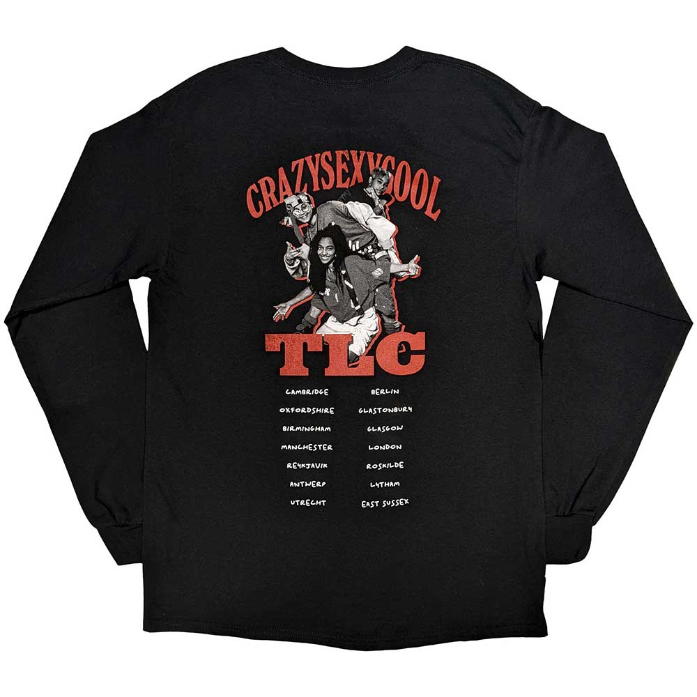 TLC Unisex Long Sleeve T-Shirt: CrazySexyCool Photo European Tour 2022 (Black) (Back Print & Ex-Tour)