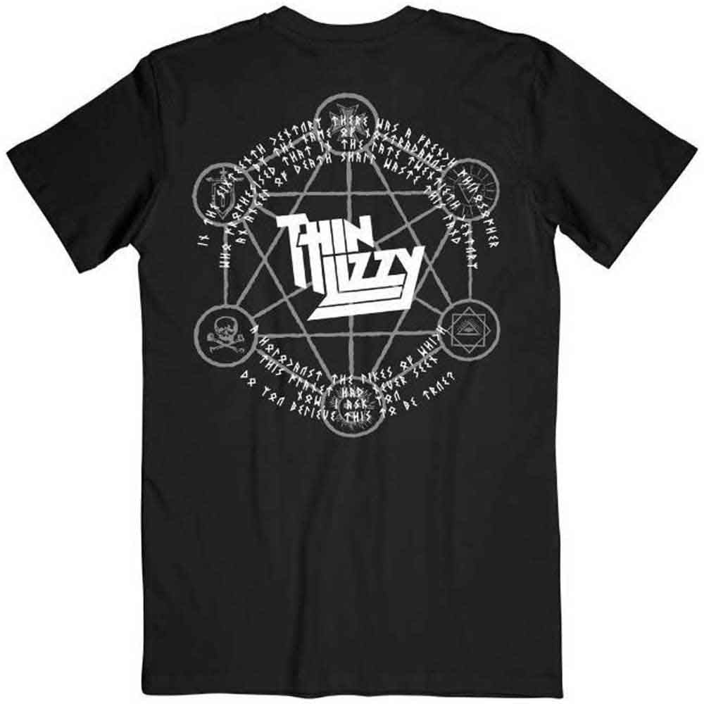 Thin Lizzy Unisex T-Shirt: Angel of Death (Black) (Back Print)
