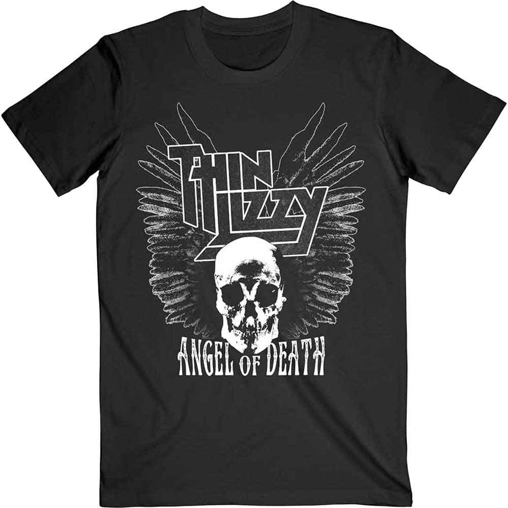 Thin Lizzy Unisex T-Shirt: Angel of Death (Black) (Back Print)
