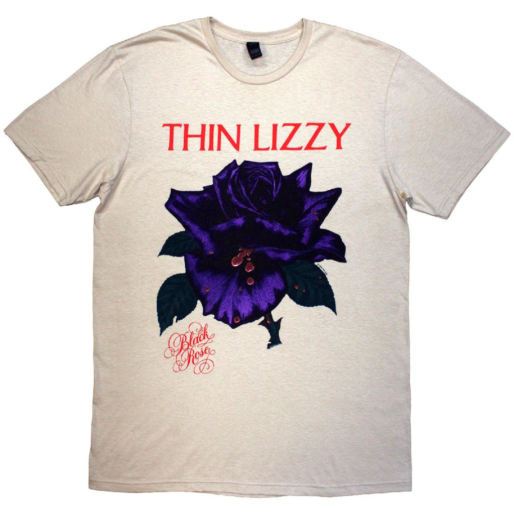 Thin Lizzy Unisex T-Shirt: Black Rose Tracklist (Natural) (Back Print)