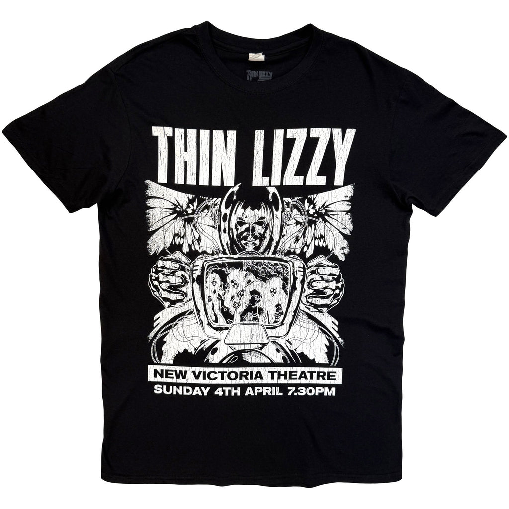 Thin Lizzy Unisex T-Shirt: Jailbreak Flyer Cleveland '76 (Black) (Back Print)