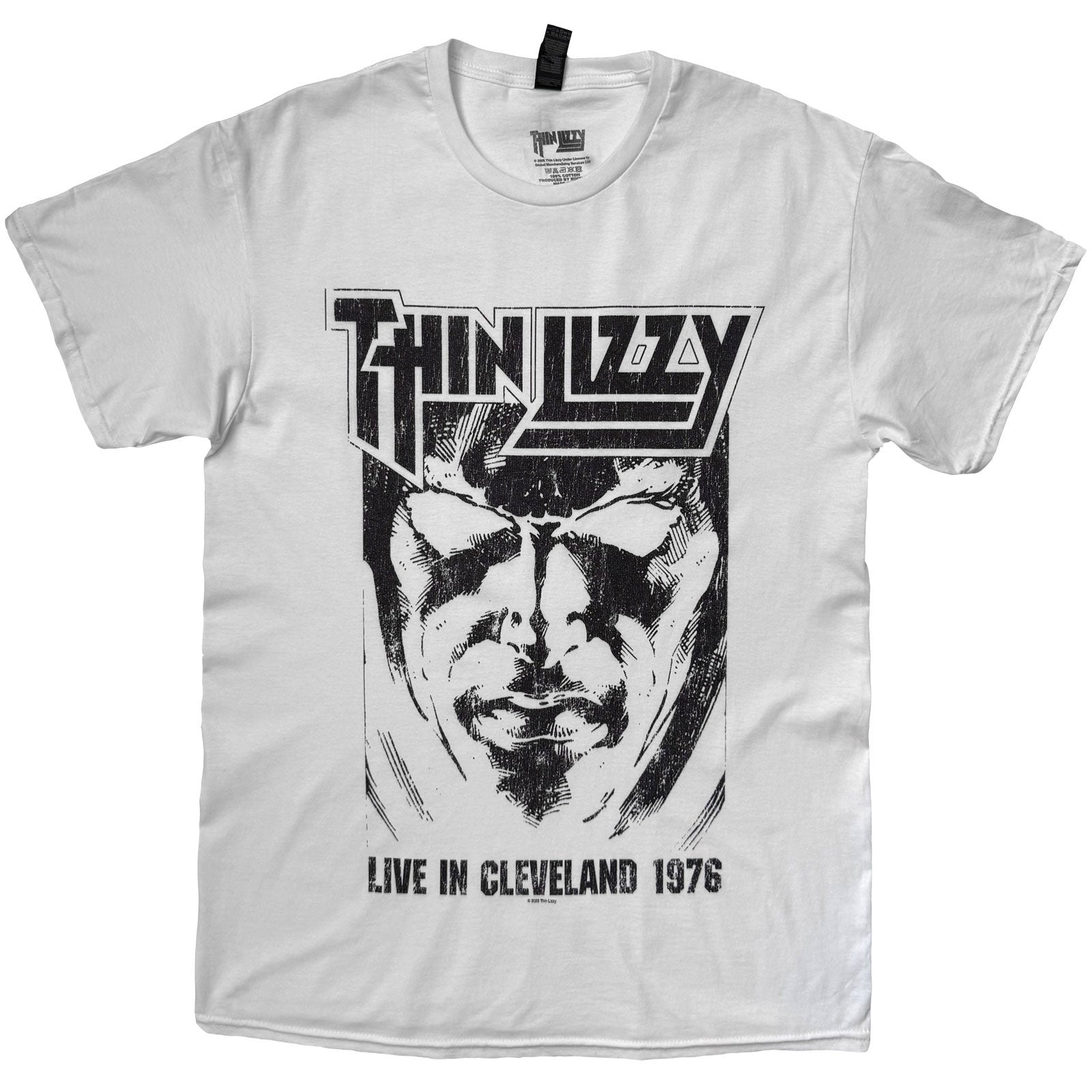 Thin Lizzy Unisex T-Shirt: Jailbreak Live In Cleveland '76 (White)