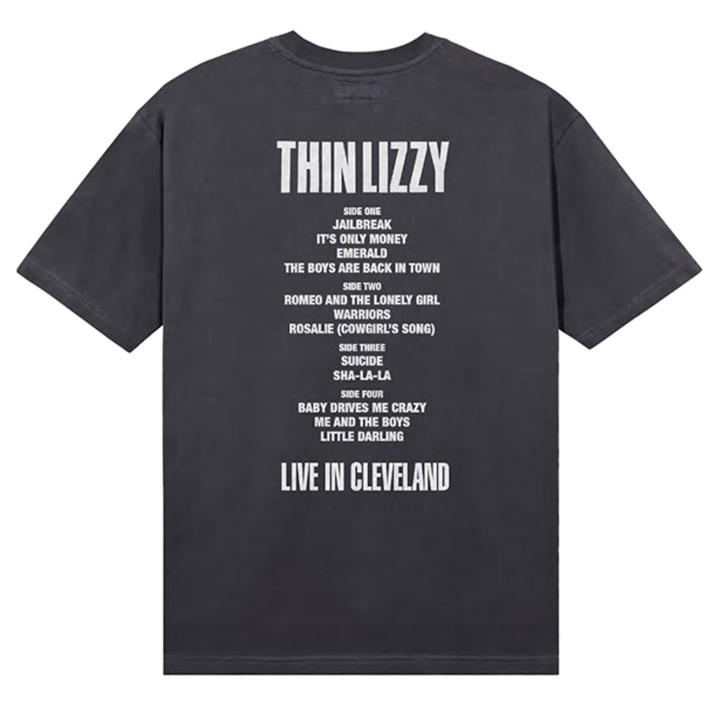 Thin Lizzy Unisex T-Shirt: Cleveland '76 Ticket (Black) (Back Print)