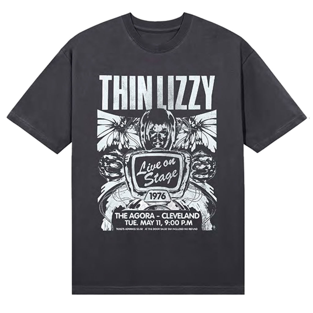 Thin Lizzy Unisex T-Shirt: Cleveland '76 Ticket (Black) (Back Print)