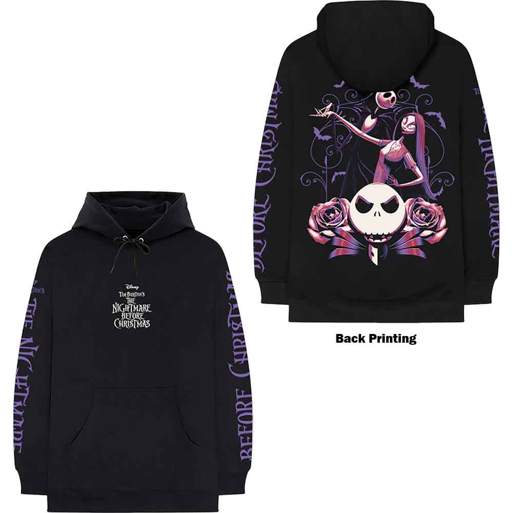The Nightmare Before Christmas Unisex Pullover Hoodie: Jumbo (Black) (Back Print & Sleeve Print)