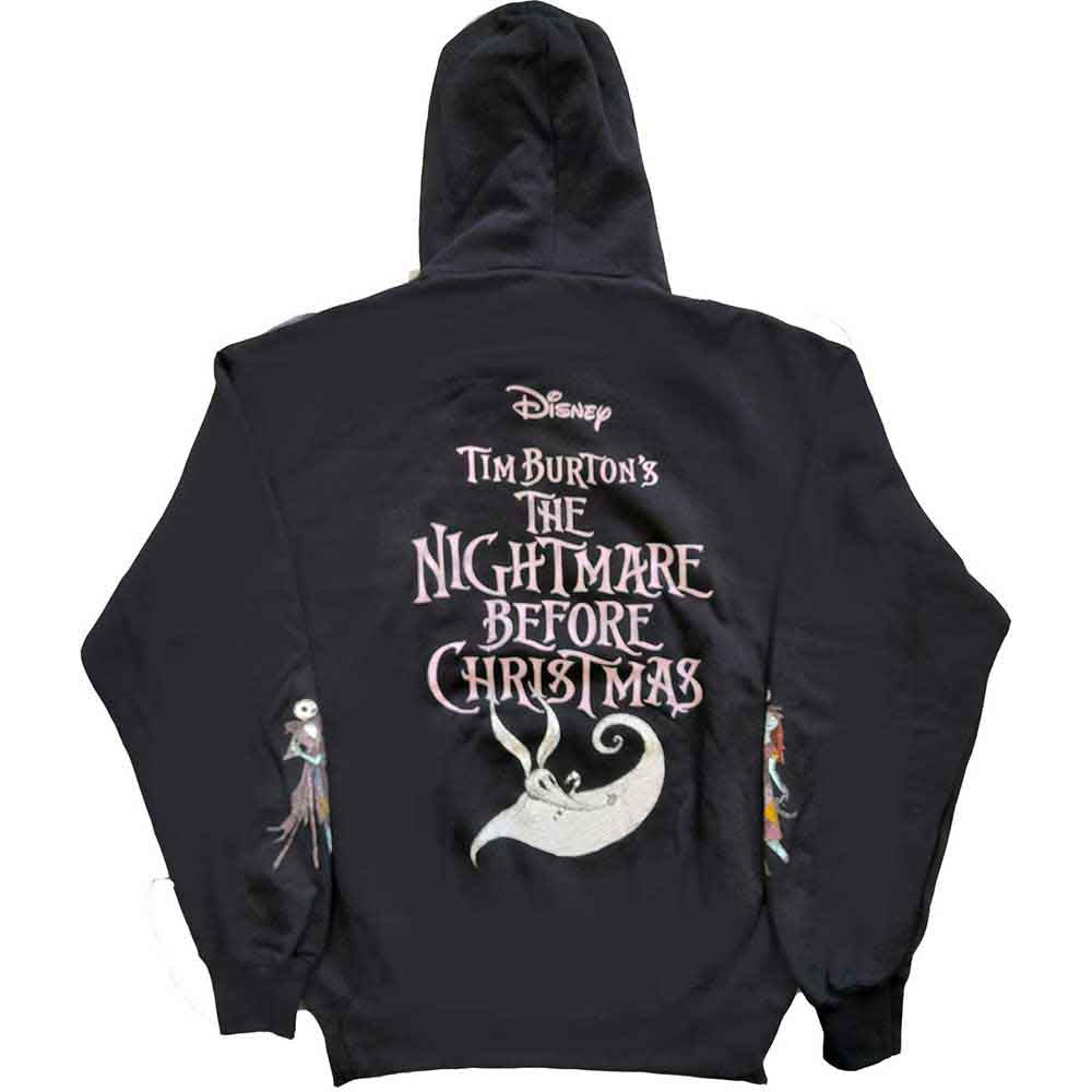 The Nightmare Before Christmas Unisex Pullover Hoodie: Jack & Sally Dancing (Black) (Back Print & Sleeve Print)