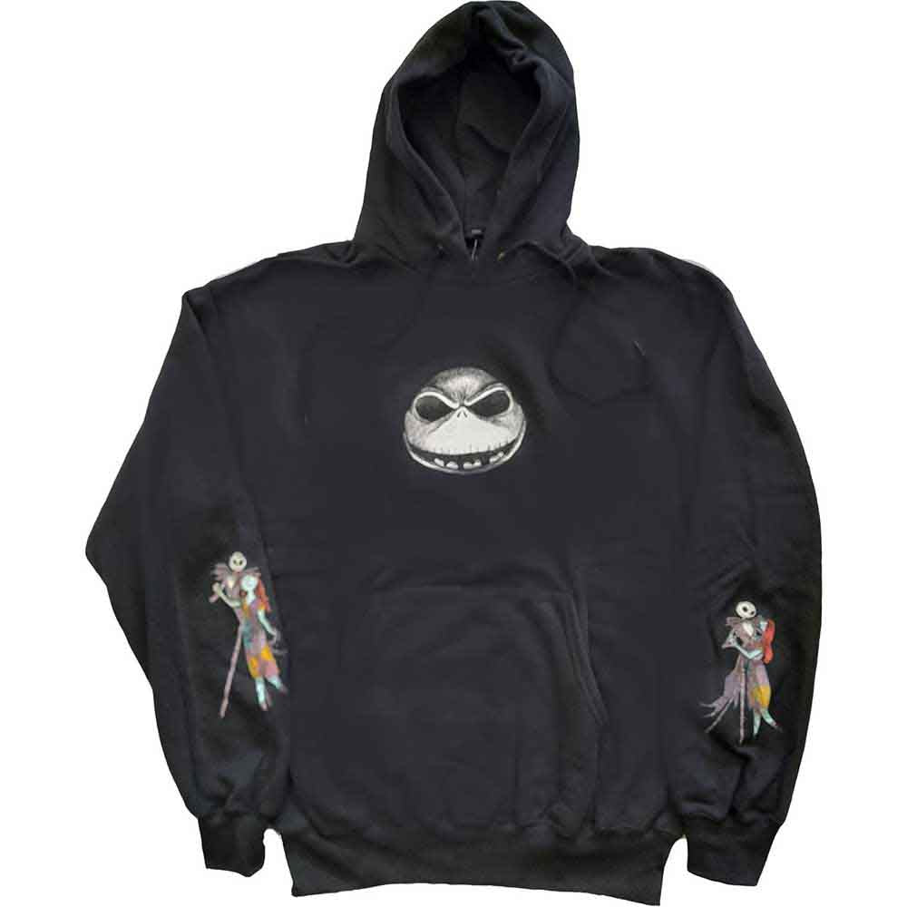 The Nightmare Before Christmas Unisex Pullover Hoodie: Jack & Sally Dancing (Black) (Back Print & Sleeve Print)