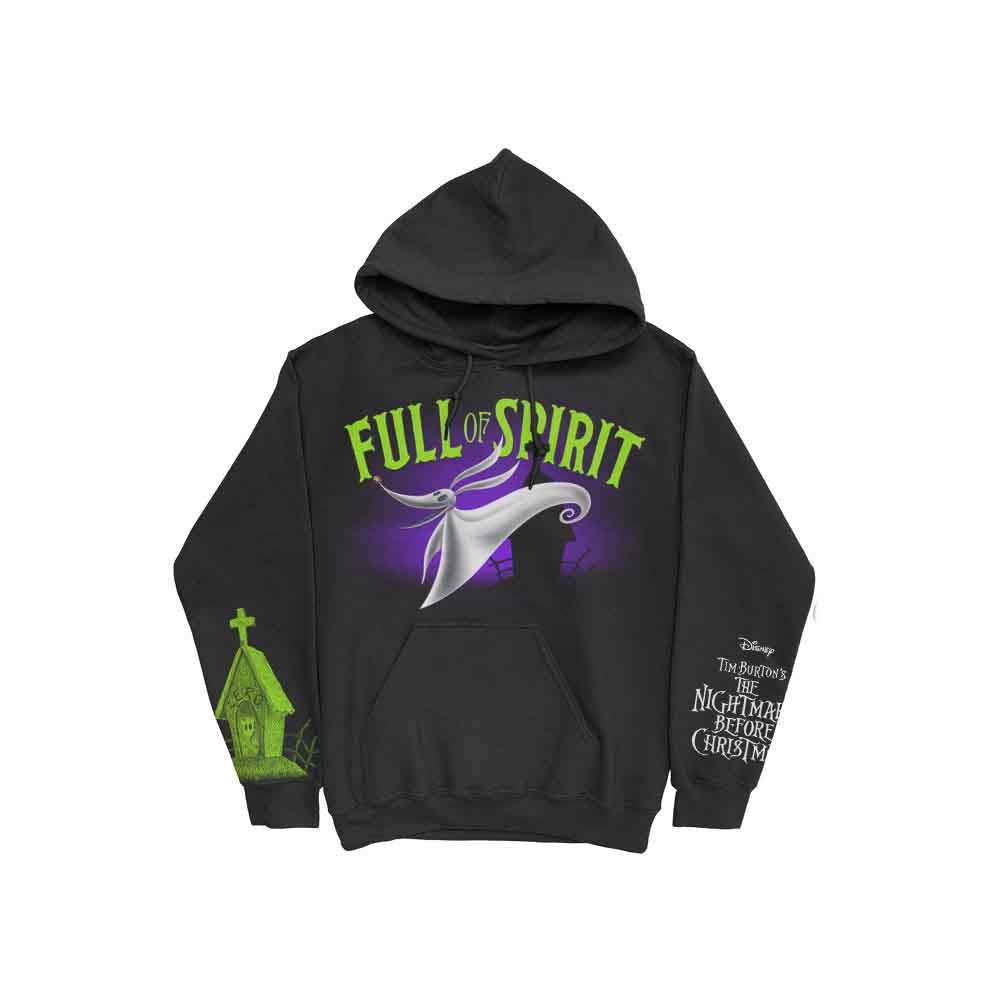 The Nightmare Before Christmas Unisex Pullover Hoodie: Full of Spirit (Black) (Sleeve Print)