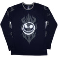 The Nightmare Before Christmas Unisex Long Sleeve T-Shirt: Flaming Jack (Navy Blue) (Embellished)