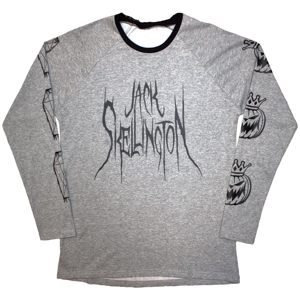 The Nightmare Before Christmas Unisex Long Sleeve T-Shirt: Pumpkin King (Grey) (Back Print & Embellished)