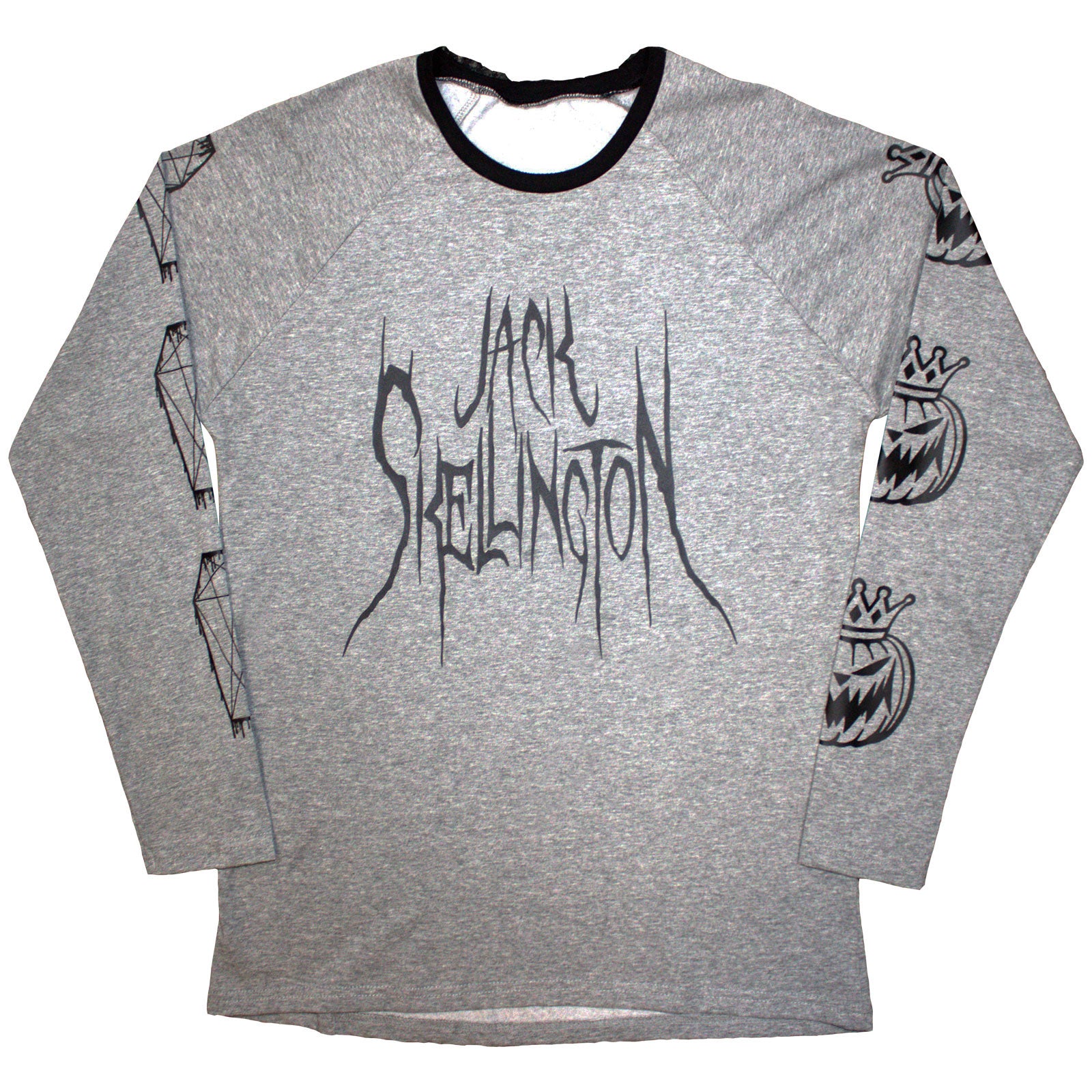 The Nightmare Before Christmas Unisex Long Sleeve T-Shirt: Pumpkin King (Grey) (Back Print & Embellished)