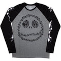 The Nightmare Before Christmas Unisex Raglan T-Shirt: Floral Jack (Black & Grey) (Embellished)
