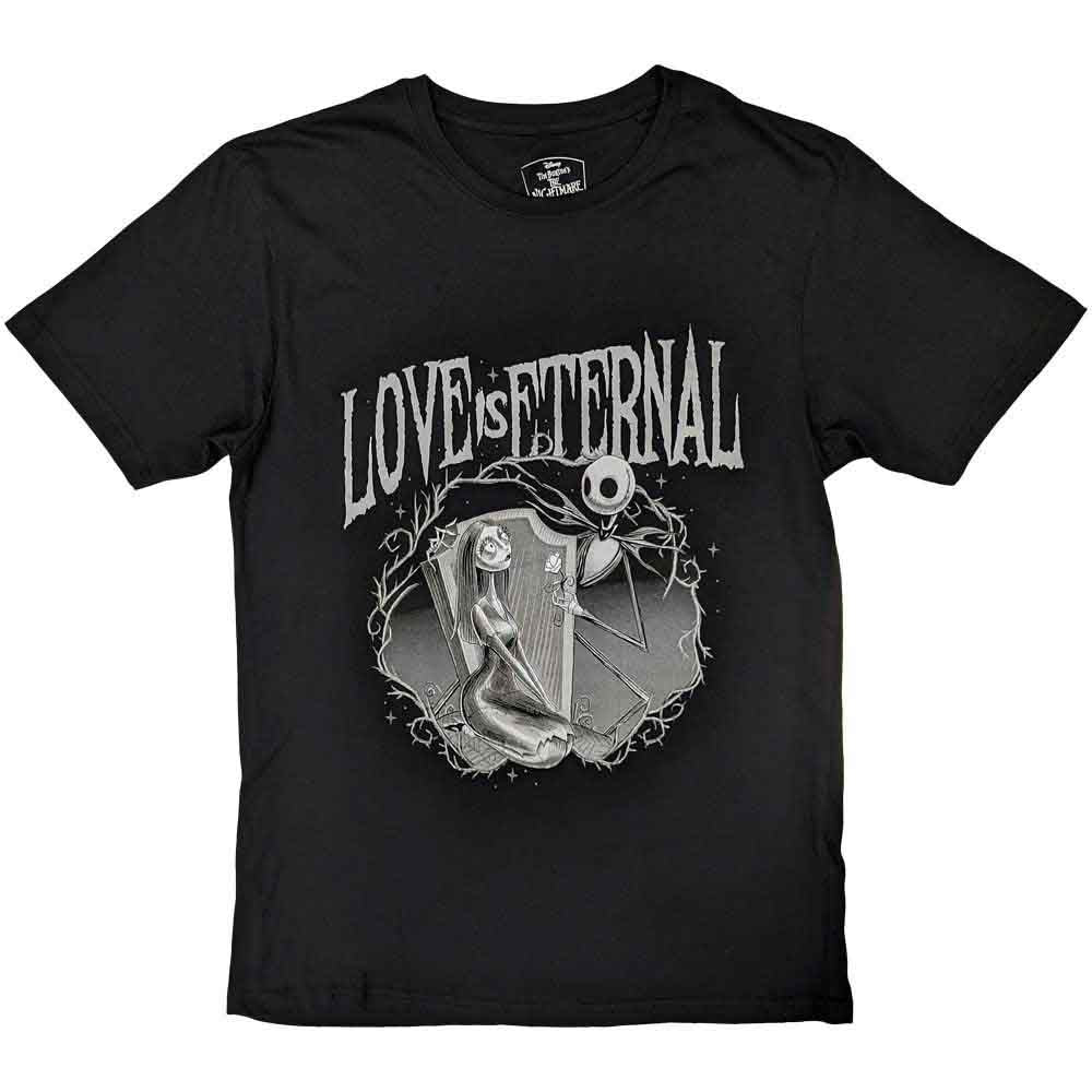 The Nightmare Before Christmas Unisex T-Shirt: Jack & Sally Love Is Eternal (Black)