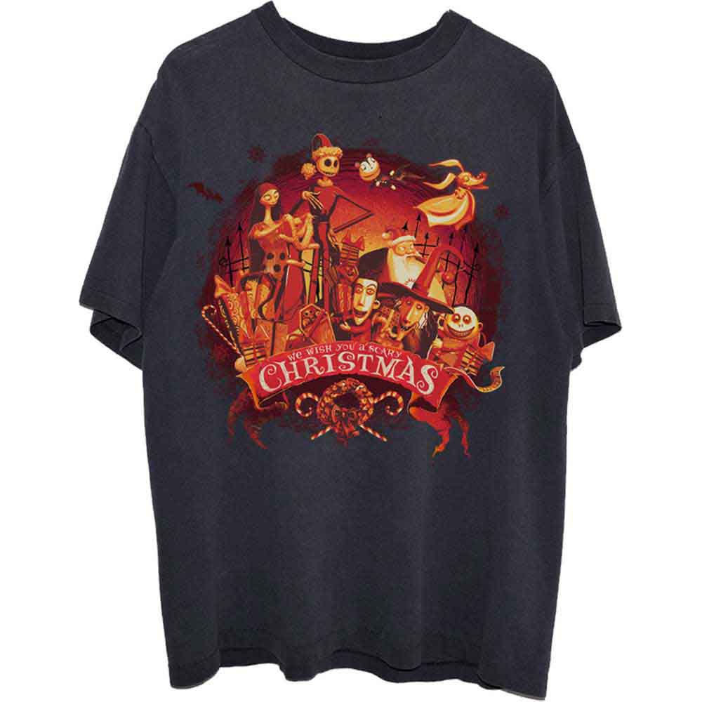 The Nightmare Before Christmas Unisex T-Shirt: We Wish You A Scary Christmas (Black)