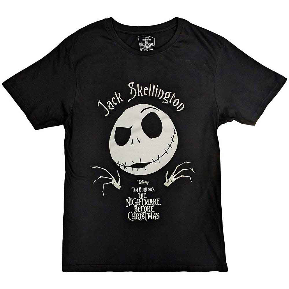 The Nightmare Before Christmas Unisex T-Shirt: Jack Head (Black) (Embellished)