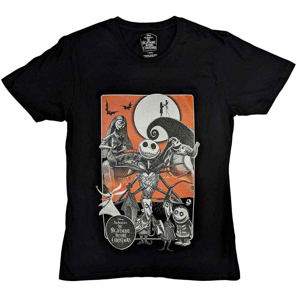 The Nightmare Before Christmas Unisex T-Shirt: Orange Moon (Black) (Embellished)