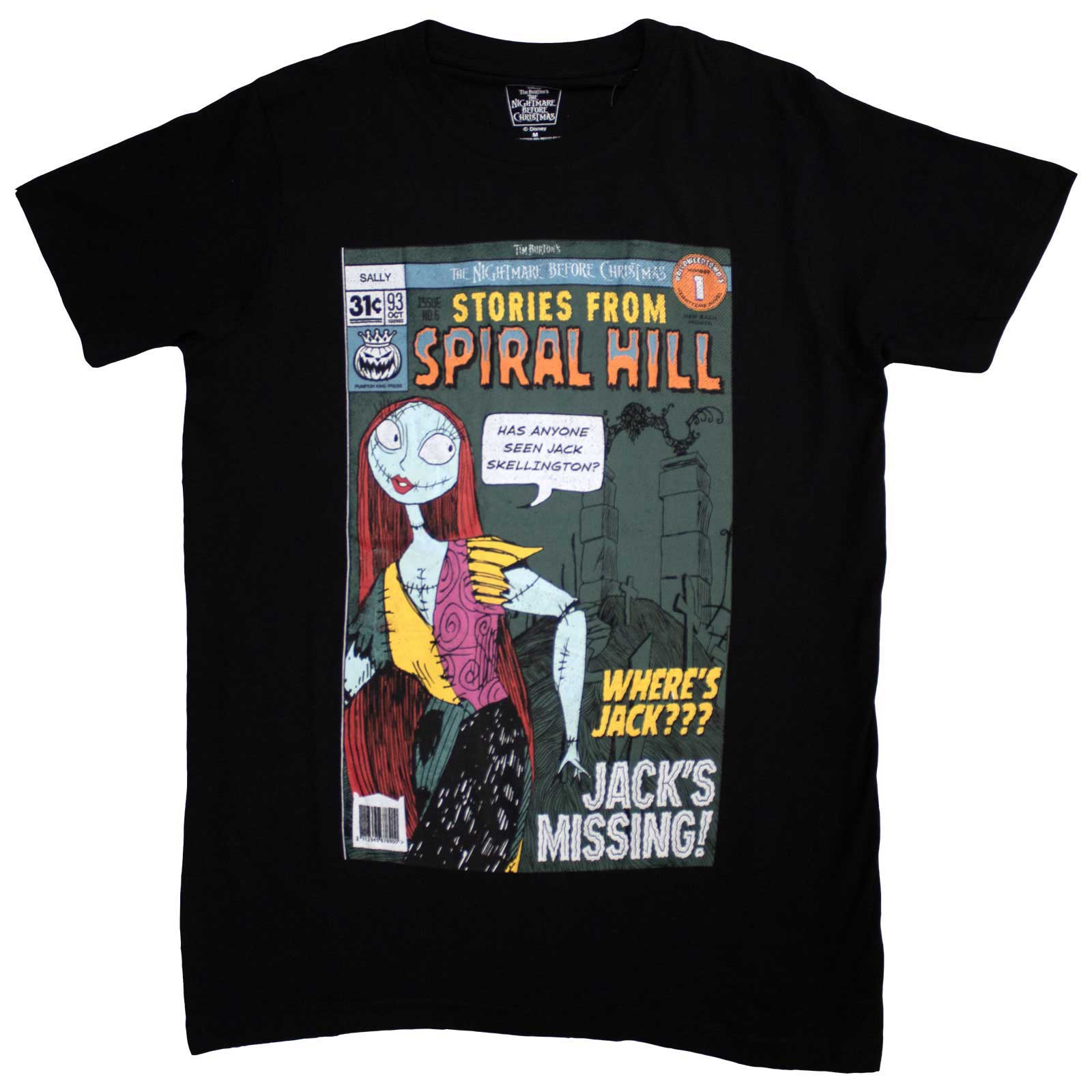The Nightmare Before Christmas Unisex T-Shirt: Spiral Hill Sally (Black)