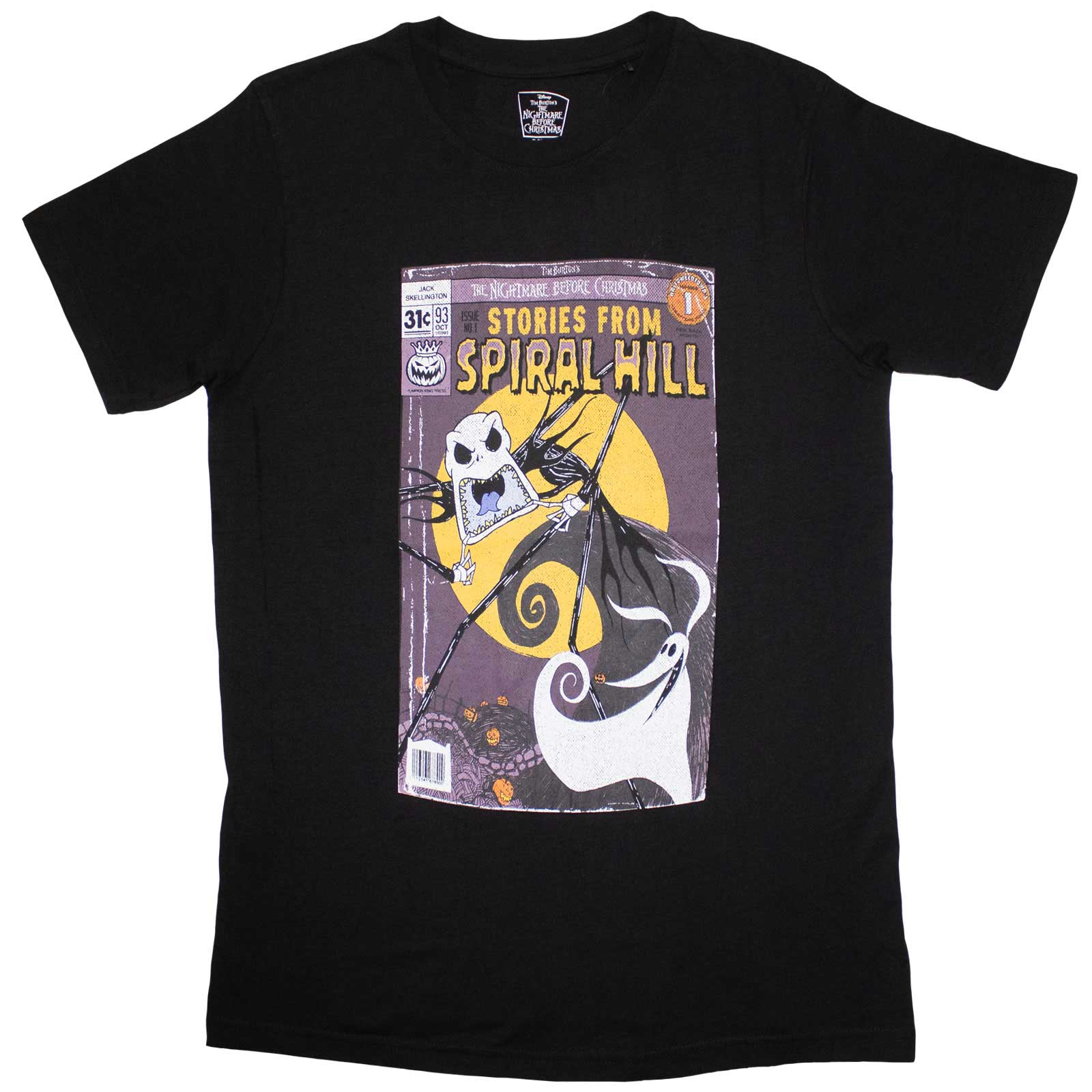 The Nightmare Before Christmas Unisex T-Shirt: Spiral Hill Jack (Black)